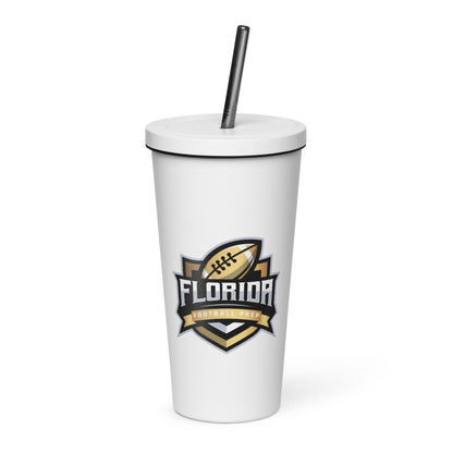 Insulated Florida Football Prep tumbler with a straw